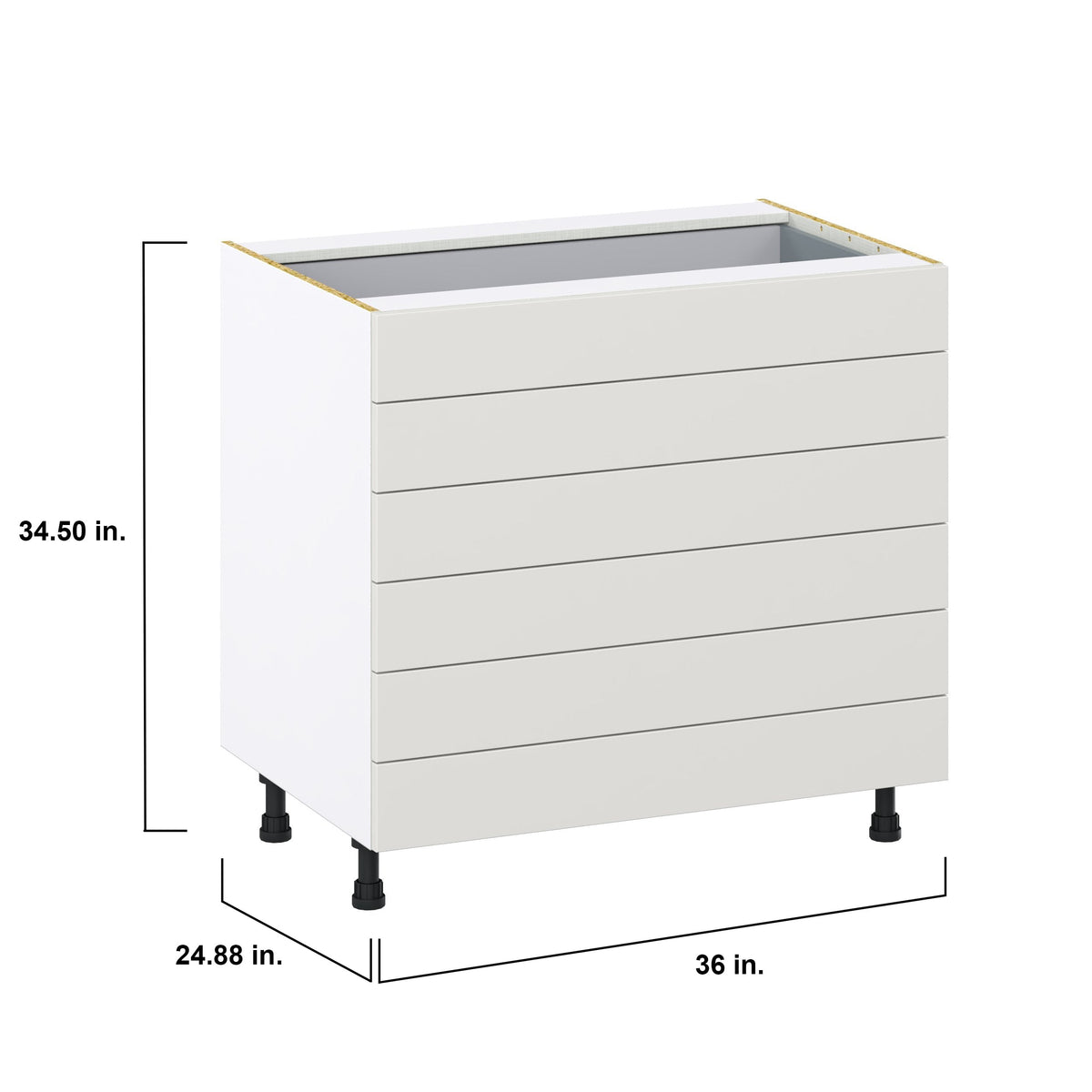 Hugo&Borg Belcourt 36-in W x 34.5-in H x 24-in D Gray Painted 6-Drawer Base Fully Assembled Cabinet (Recessed Panel Style)