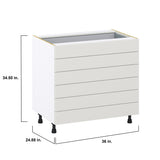 Hugo&Borg Belcourt 36-in W x 34.5-in H x 24-in D Gray Painted 6-Drawer Base Fully Assembled Cabinet (Recessed Panel Style)