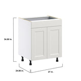Hugo&Borg Belcourt 27-in W x 34.5-in H x 24-in D Gray Painted 1-Drawer Base Fully Assembled Cabinet (Recessed Panel Shaker Style)