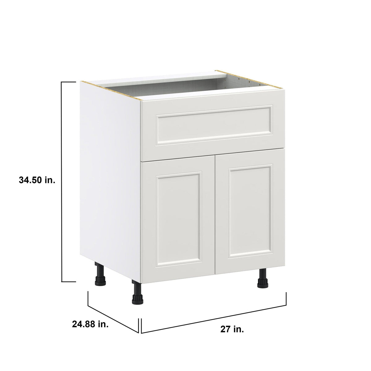 Hugo&Borg Belcourt 27-in W x 34.5-in H x 25-in D Gray Painted 1-Drawer Base Fully Assembled Cabinet (Recessed Panel Shaker Style)