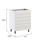 Hugo&Borg Belcourt 27-in W x 34.5-in H x 24-in D Gray Painted 6-Drawer Base Fully Assembled Cabinet (Recessed Panel Style)