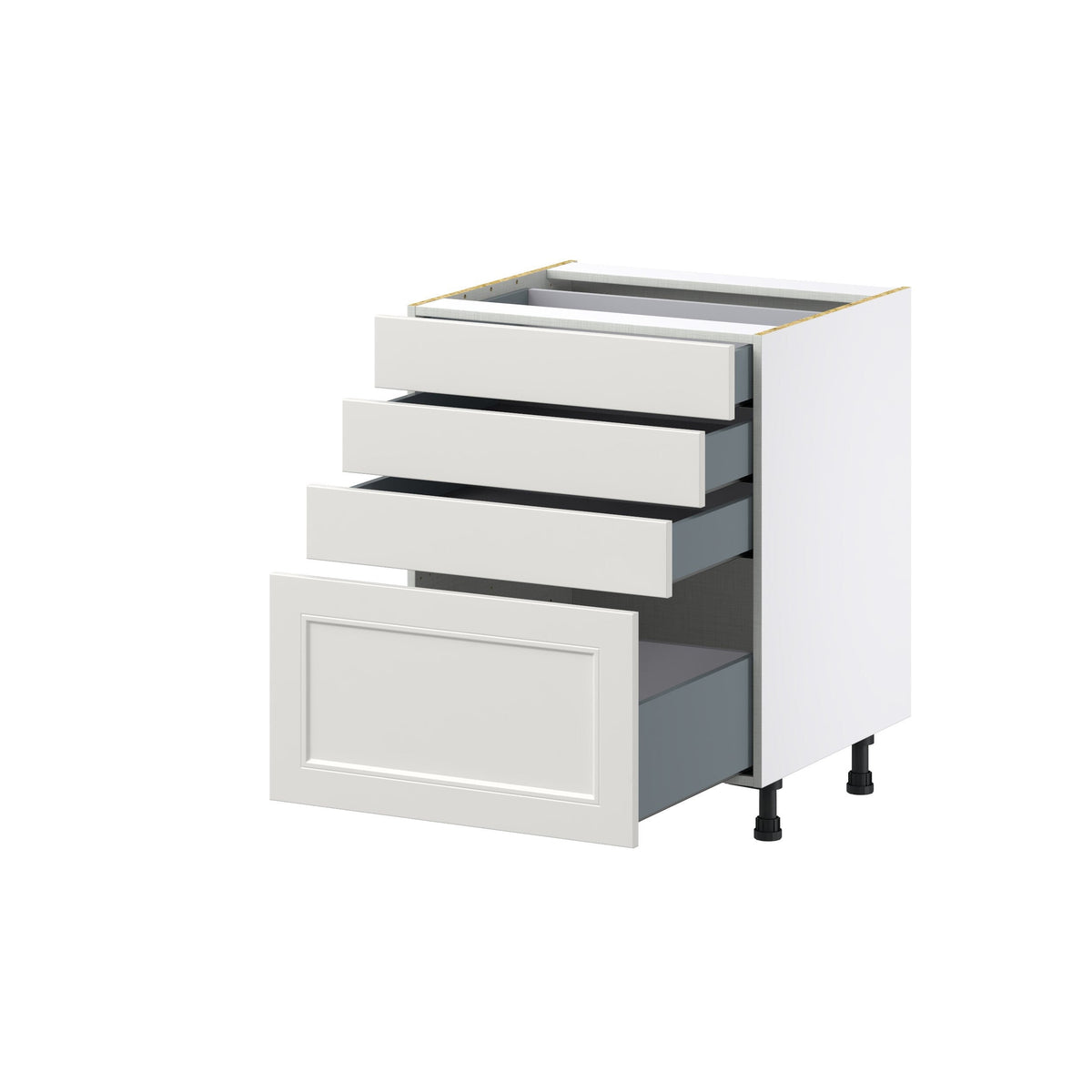 Hugo&Borg Belcourt 27-in W x 34.5-in H x 24-in D Gray Painted 4-Drawer Base Fully Assembled Cabinet (Recessed Panel Style)