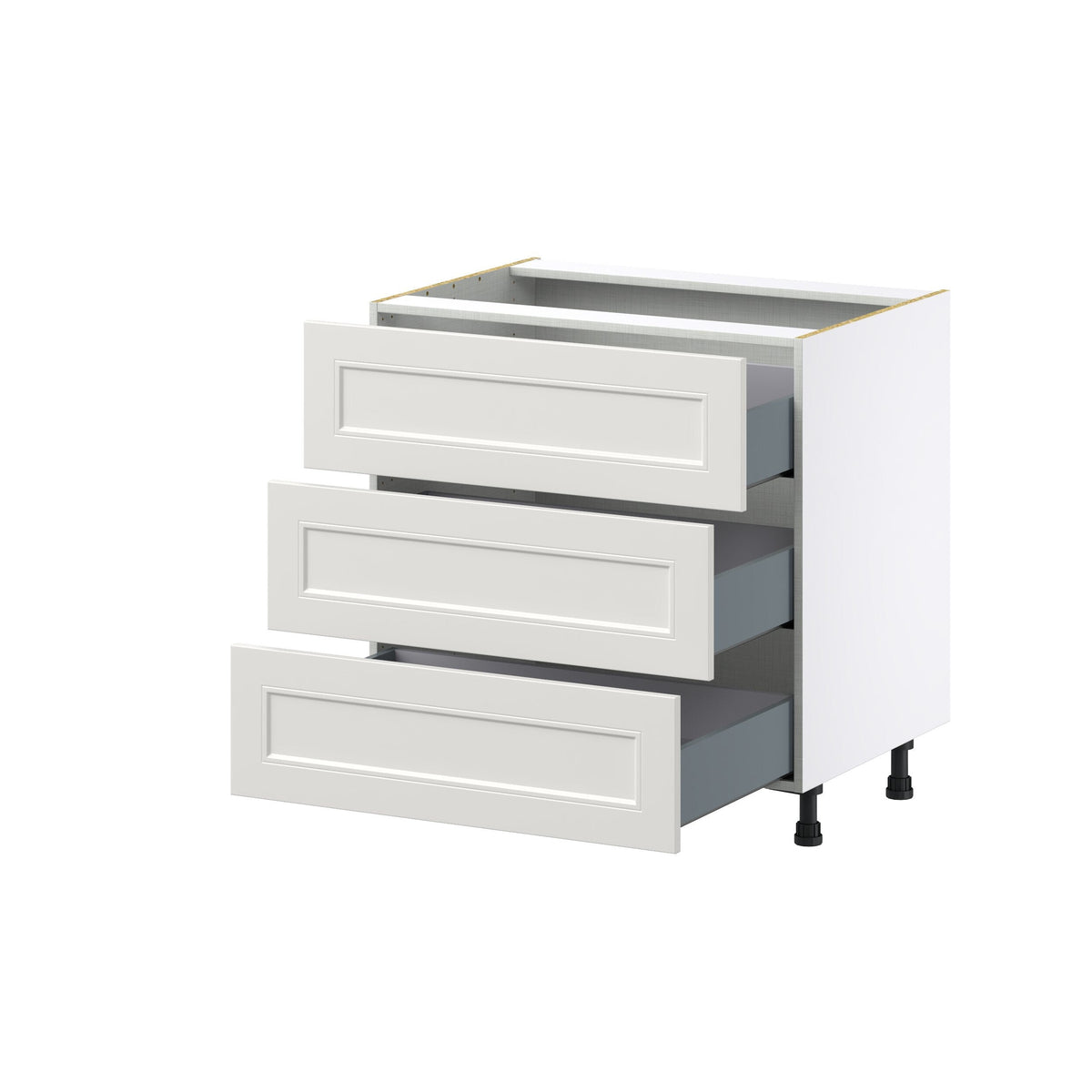 Hugo&Borg Belcourt 33-in W x 34.5-in H x 24-in D Gray Painted 3-Drawer Base Fully Assembled Cabinet (Recessed Panel Style)