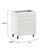 Hugo&Borg Belcourt 27-in W x 34.5-in H x 24-in D Gray Painted 4-Drawer Base Fully Assembled Cabinet (Recessed Panel Style)