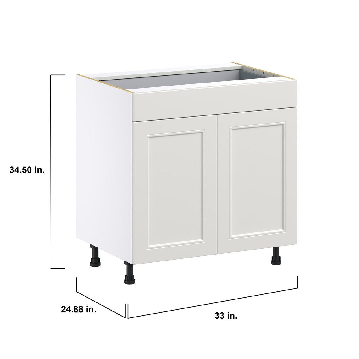 Hugo&Borg Belcourt 33-in W x 34.5-in H x 24-in D Gray Painted 1-Drawer Base Fully Assembled Cabinet (Recessed Panel Shaker Style)