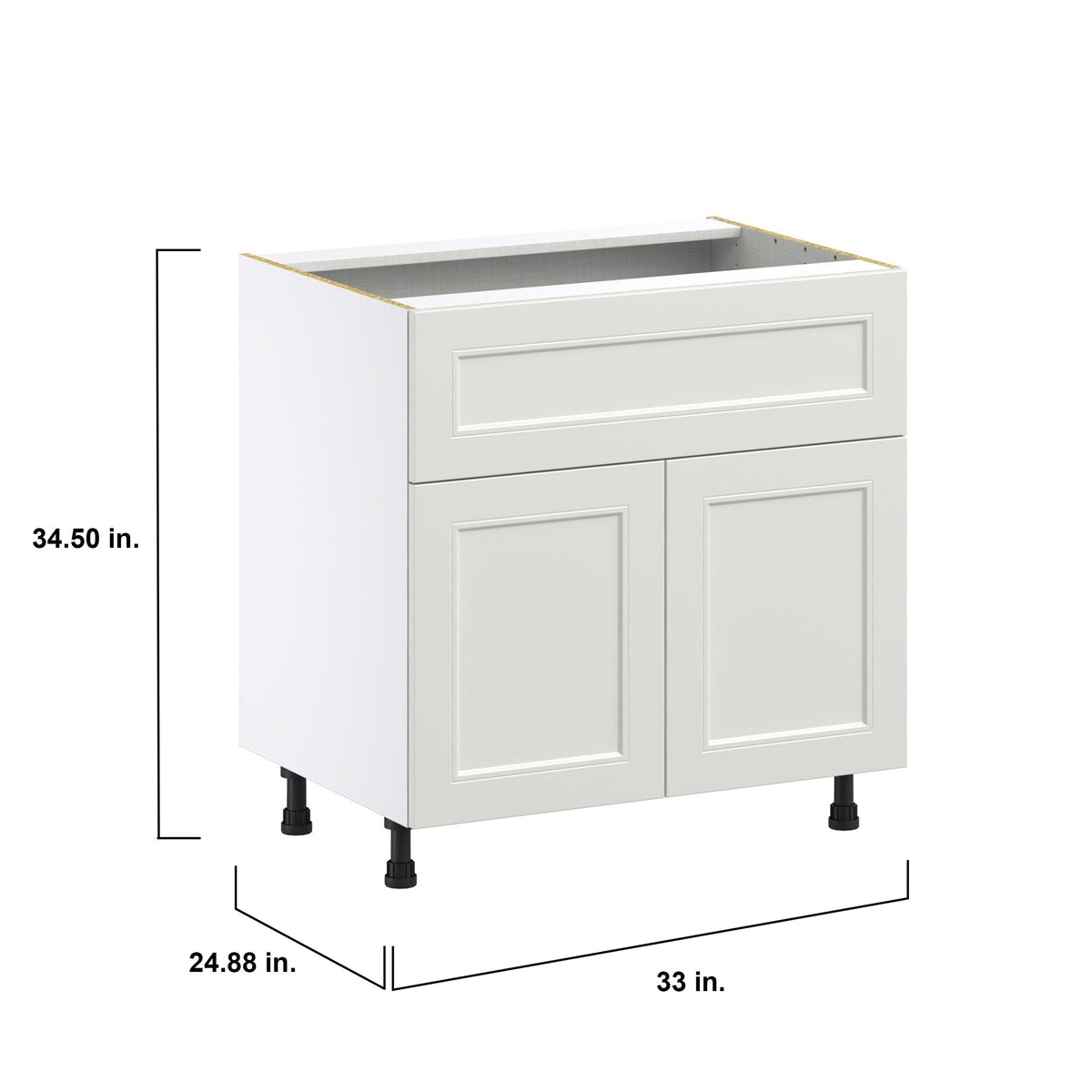 Hugo&Borg Belcourt 33-in W x 34.5-in H x 25-in D Gray Painted 1-Drawer Base Fully Assembled Cabinet (Recessed Panel Shaker Style)