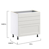 Hugo&Borg Belcourt 33-in W x 34.5-in H x 24-in D Gray Painted 4-Drawer Base Fully Assembled Cabinet (Recessed Panel Style)