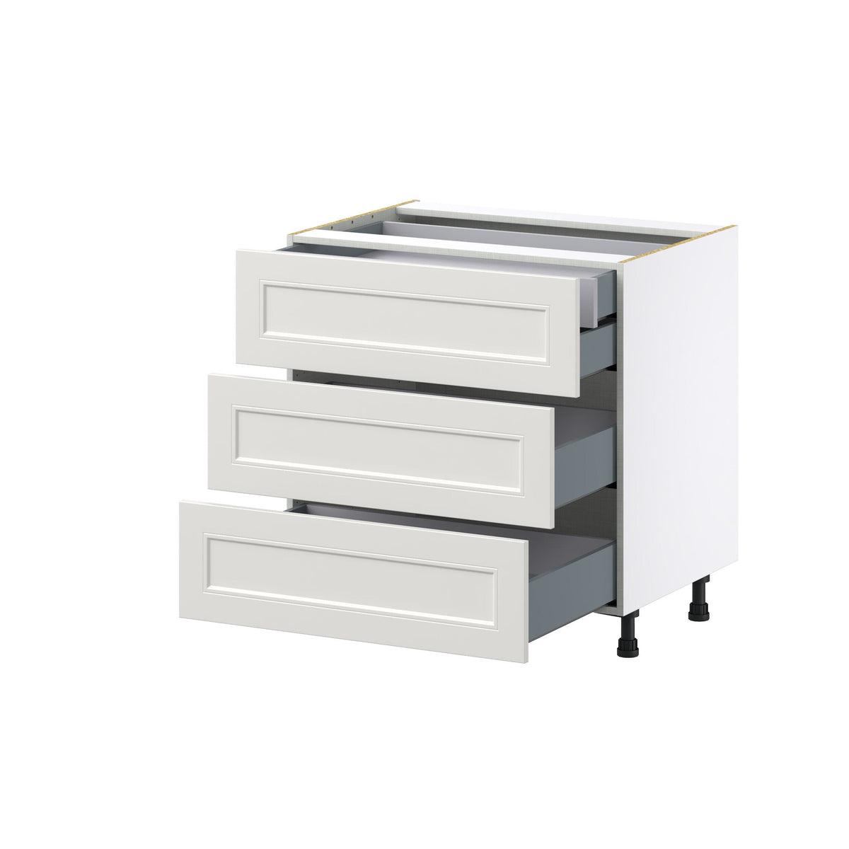 Hugo&Borg Belcourt 33-in W x 34.5-in H x 24-in D Gray Painted 4-Drawer Base Fully Assembled Cabinet (Recessed Panel Style)