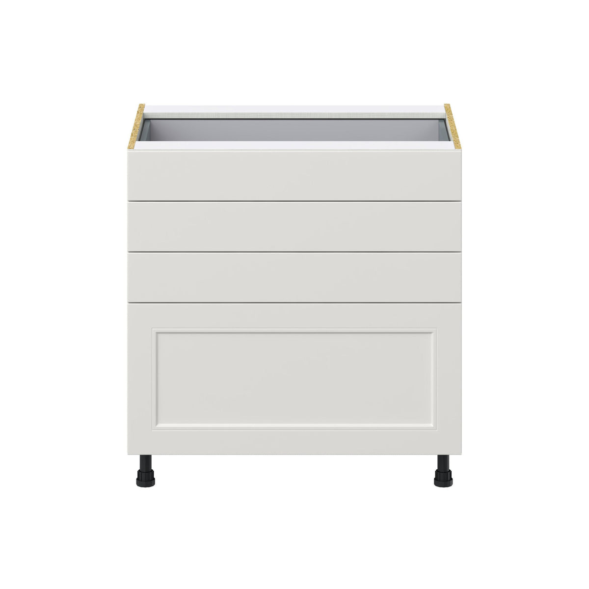 Hugo&Borg Belcourt 33-in W x 34.5-in H x 24-in D Gray Painted 4-Drawer Base Fully Assembled Cabinet (Recessed Panel Style)