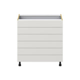 Hugo&Borg Belcourt 33-in W x 34.5-in H x 24-in D Gray Painted 6-Drawer Base Fully Assembled Cabinet (Recessed Panel Style)