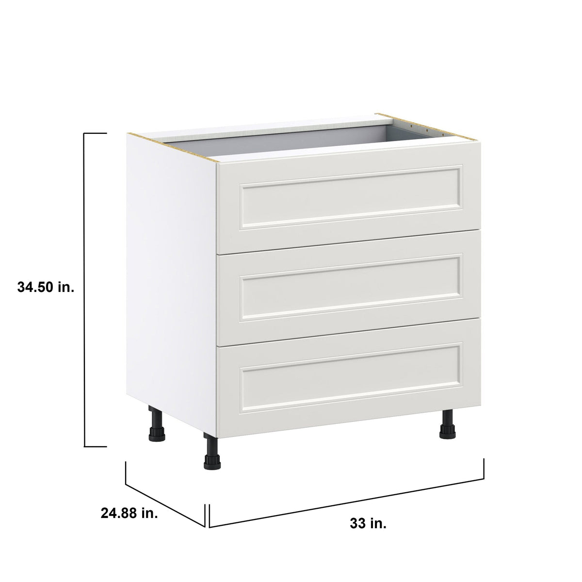 Hugo&Borg Belcourt 33-in W x 34.5-in H x 24-in D Gray Painted 4-Drawer Base Fully Assembled Cabinet (Recessed Panel Style)