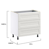 Hugo&Borg Belcourt 33-in W x 34.5-in H x 24-in D Gray Painted 4-Drawer Base Fully Assembled Cabinet (Recessed Panel Style)