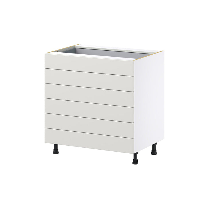 Hugo&Borg Belcourt 33-in W x 34.5-in H x 24-in D Gray Painted 6-Drawer Base Fully Assembled Cabinet (Recessed Panel Style)