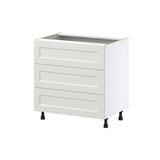 Hugo&Borg Belcourt 33-in W x 34.5-in H x 24-in D Gray Painted 3-Drawer Base Fully Assembled Cabinet (Recessed Panel Style)