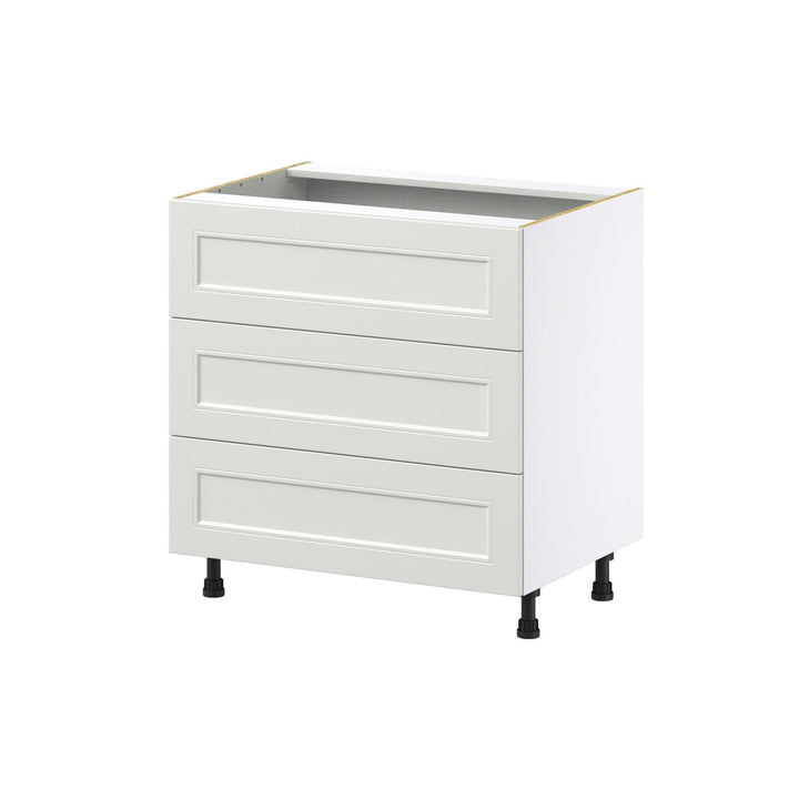 Hugo&Borg Belcourt 33-in W x 34.5-in H x 24-in D Gray Painted 3-Drawer Base Fully Assembled Cabinet (Recessed Panel Style)
