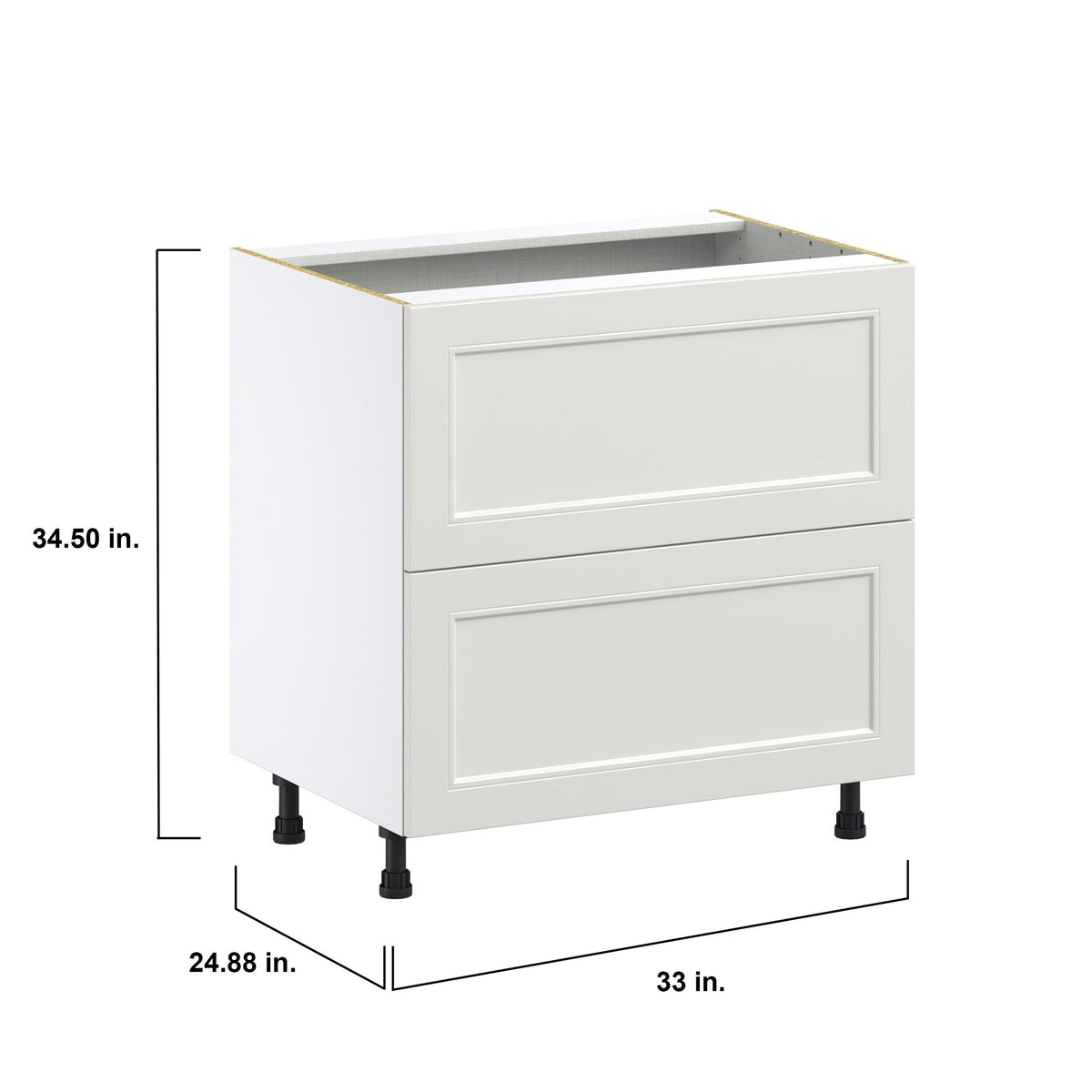 Hugo&Borg Belcourt 33-in W x 34.5-in H x 24-in D Gray Painted 2-Drawer Base Fully Assembled Cabinet (Recessed Panel Style)