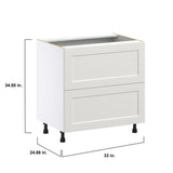 Hugo&Borg Belcourt 33-in W x 34.5-in H x 24-in D Gray Painted 2-Drawer Base Fully Assembled Cabinet (Recessed Panel Style)