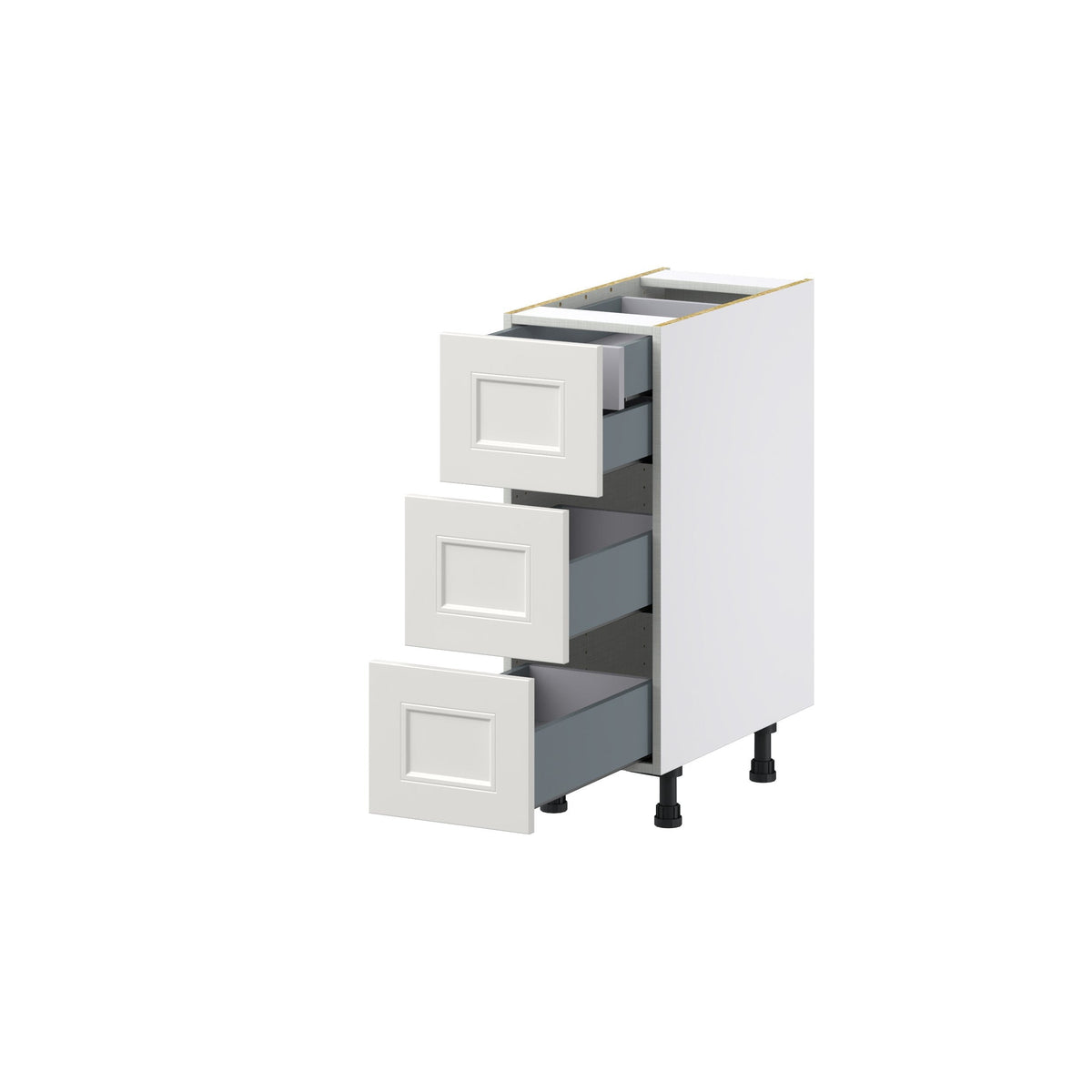 Hugo&Borg Belcourt 12-in W x 34.5-in H x 24-in D Gray Painted 4-Drawer Base Fully Assembled Cabinet (Recessed Panel Style)
