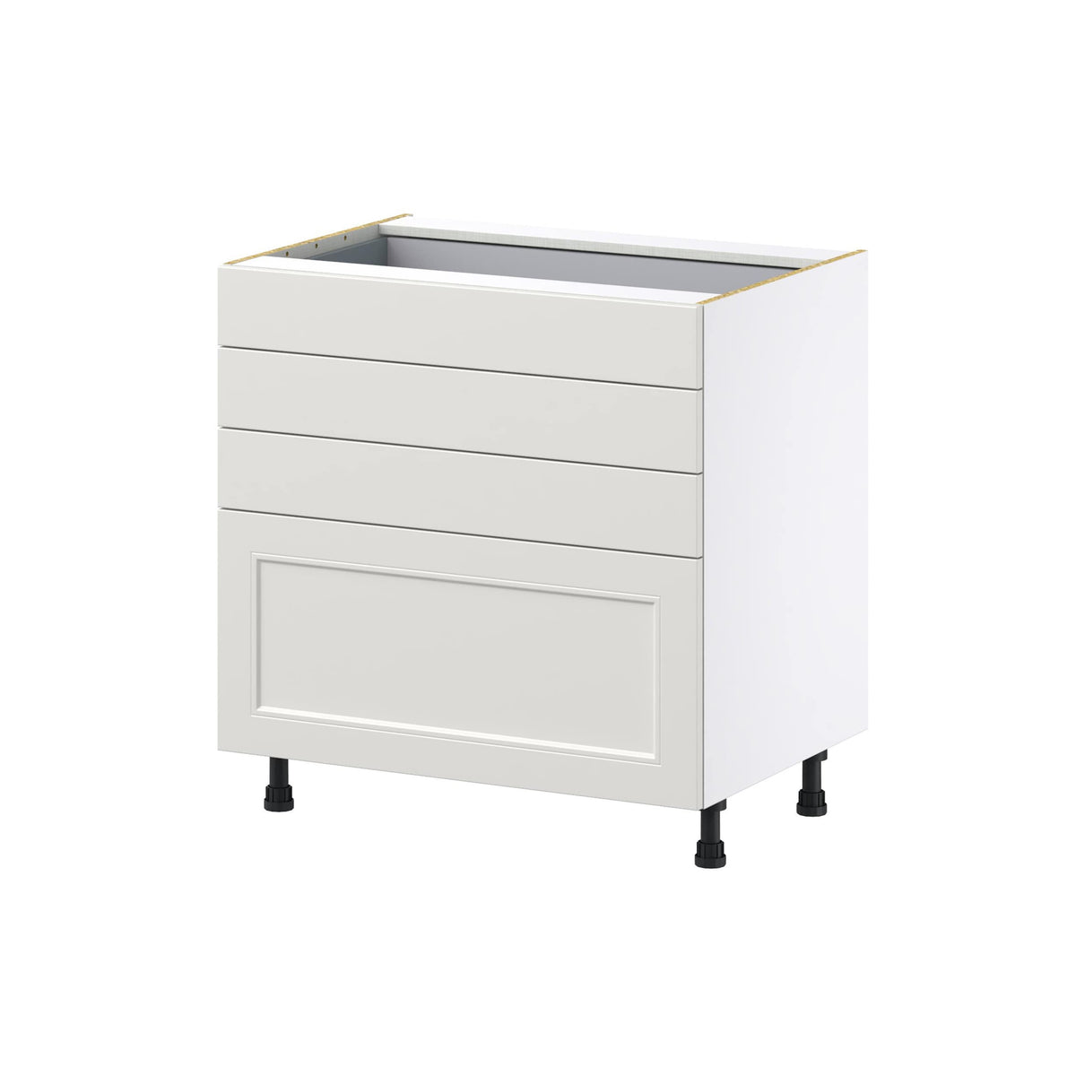 Hugo&Borg Belcourt 33-in W x 34.5-in H x 24-in D Gray Painted 4-Drawer Base Fully Assembled Cabinet (Recessed Panel Style)