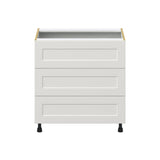 Hugo&Borg Belcourt 33-in W x 34.5-in H x 24-in D Gray Painted 3-Drawer Base Fully Assembled Cabinet (Recessed Panel Style)