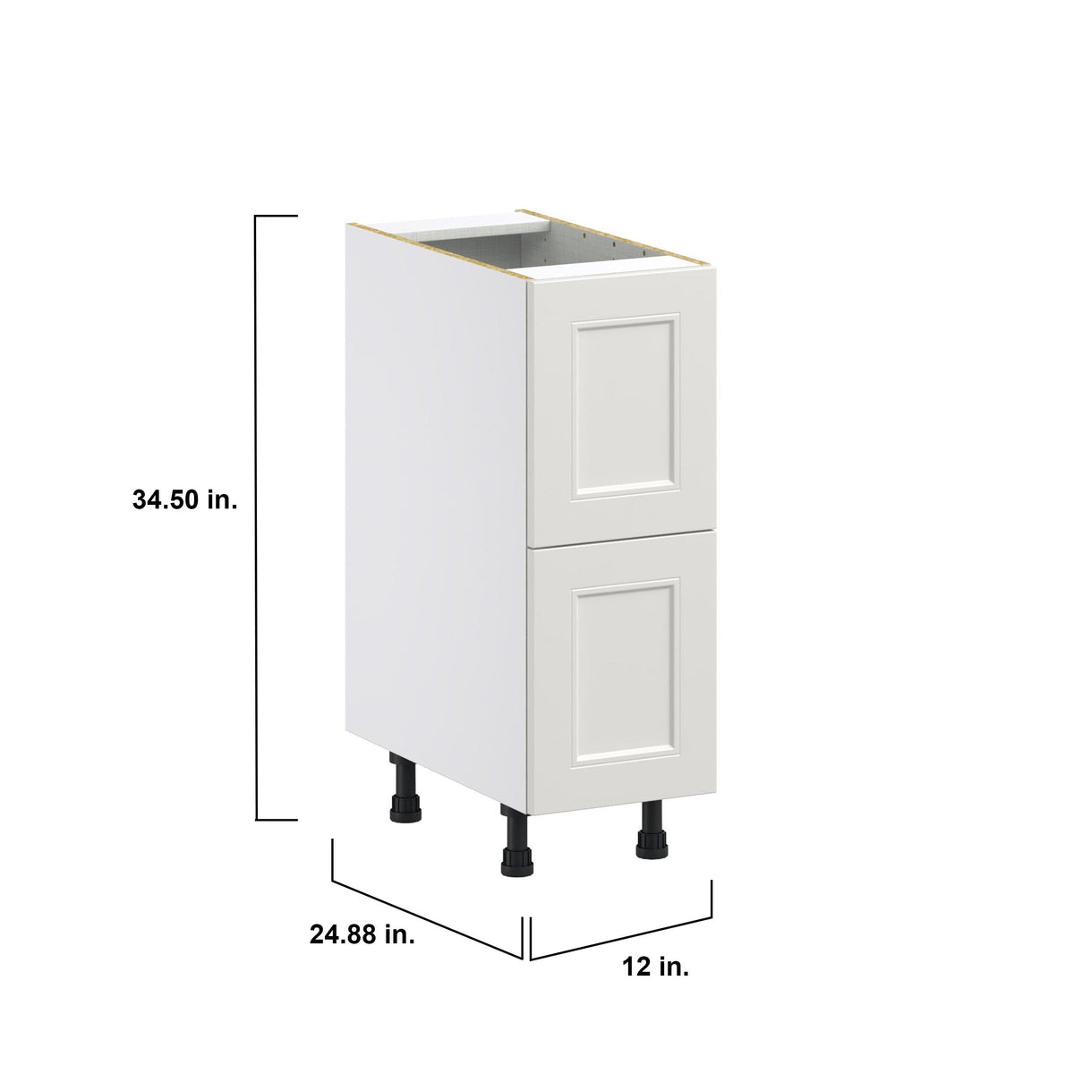 Hugo&Borg Belcourt 12-in W x 34.5-in H x 24-in D Gray Painted 2-Drawer Base Fully Assembled Cabinet (Recessed Panel Style)