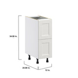 Hugo&Borg Belcourt 12-in W x 34.5-in H x 24-in D Gray Painted 2-Drawer Base Fully Assembled Cabinet (Recessed Panel Style)