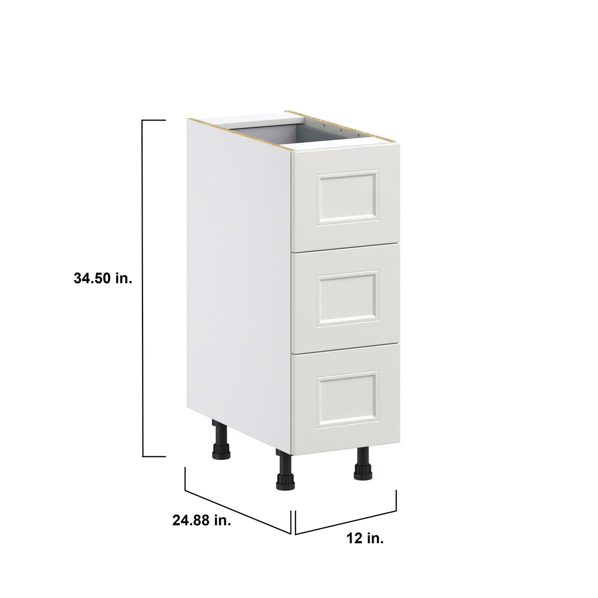 Hugo&Borg Belcourt 12-in W x 34.5-in H x 24-in D Gray Painted 4-Drawer Base Fully Assembled Cabinet (Recessed Panel Style)