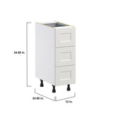 Hugo&Borg Belcourt 12-in W x 34.5-in H x 24-in D Gray Painted 4-Drawer Base Fully Assembled Cabinet (Recessed Panel Style)