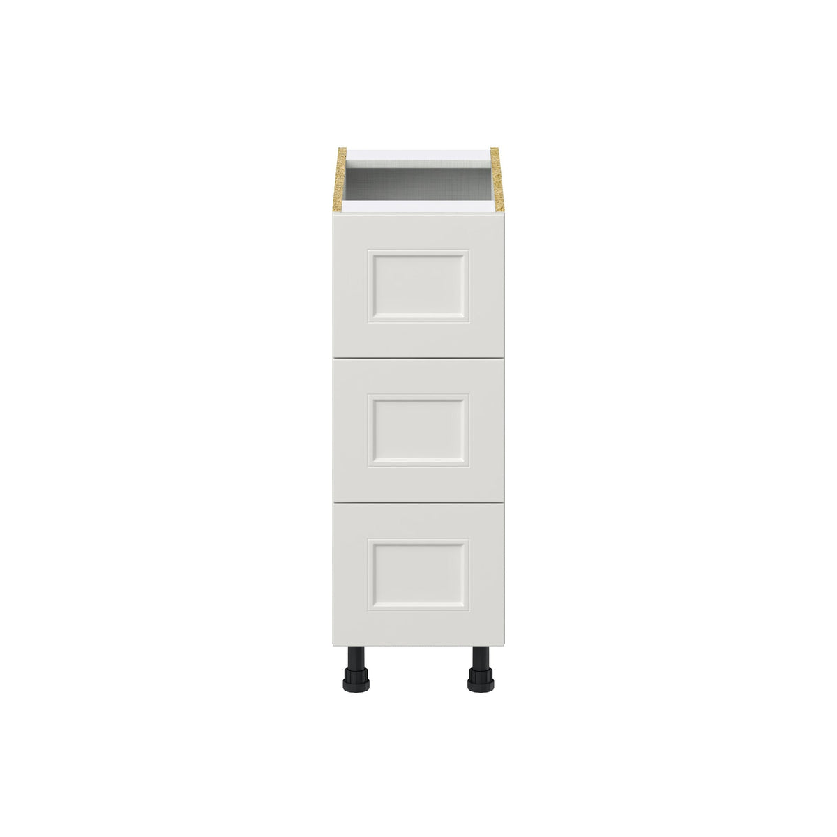 Hugo&Borg Belcourt 12-in W x 34.5-in H x 24-in D Gray Painted 3-Drawer Base Fully Assembled Cabinet (Recessed Panel Style)