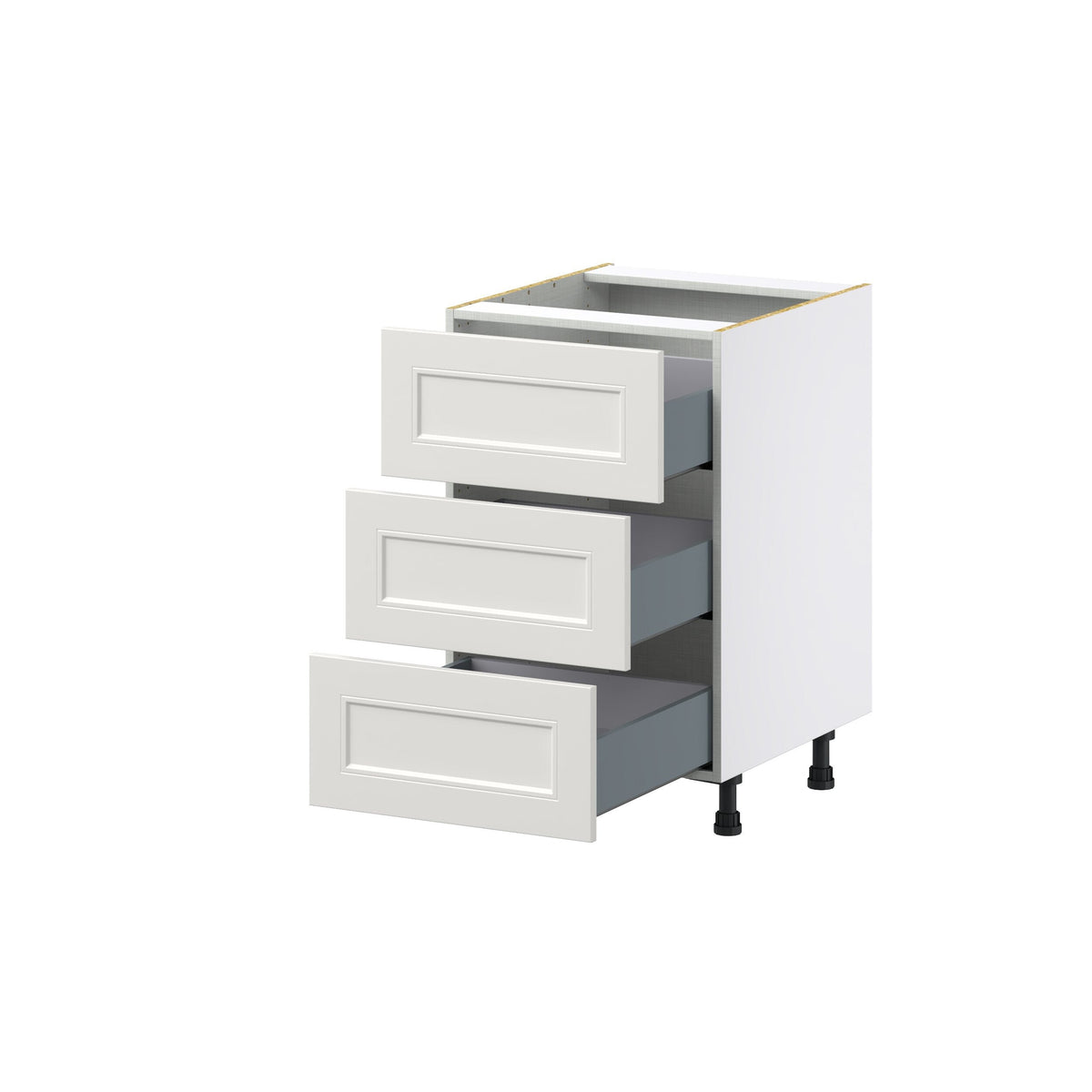 Hugo&Borg Belcourt 21-in W x 34.5-in H x 24-in D Gray Painted 3-Drawer Base Fully Assembled Cabinet (Recessed Panel Style)