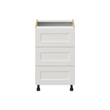 Hugo&Borg Belcourt 21-in W x 34.5-in H x 24-in D Gray Painted 3-Drawer Base Fully Assembled Cabinet (Recessed Panel Style)