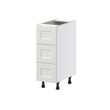 Hugo&Borg Belcourt 12-in W x 34.5-in H x 24-in D Gray Painted 3-Drawer Base Fully Assembled Cabinet (Recessed Panel Style)