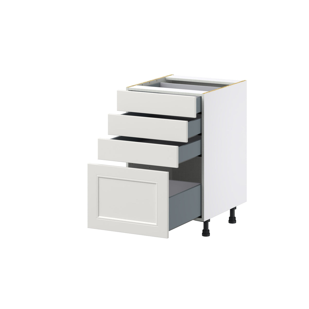 Hugo&Borg Belcourt 21-in W x 34.5-in H x 24-in D Gray Painted 4-Drawer Base Fully Assembled Cabinet (Recessed Panel Style)