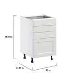 Hugo&Borg Belcourt 21-in W x 34.5-in H x 24-in D Gray Painted 4-Drawer Base Fully Assembled Cabinet (Recessed Panel Style)