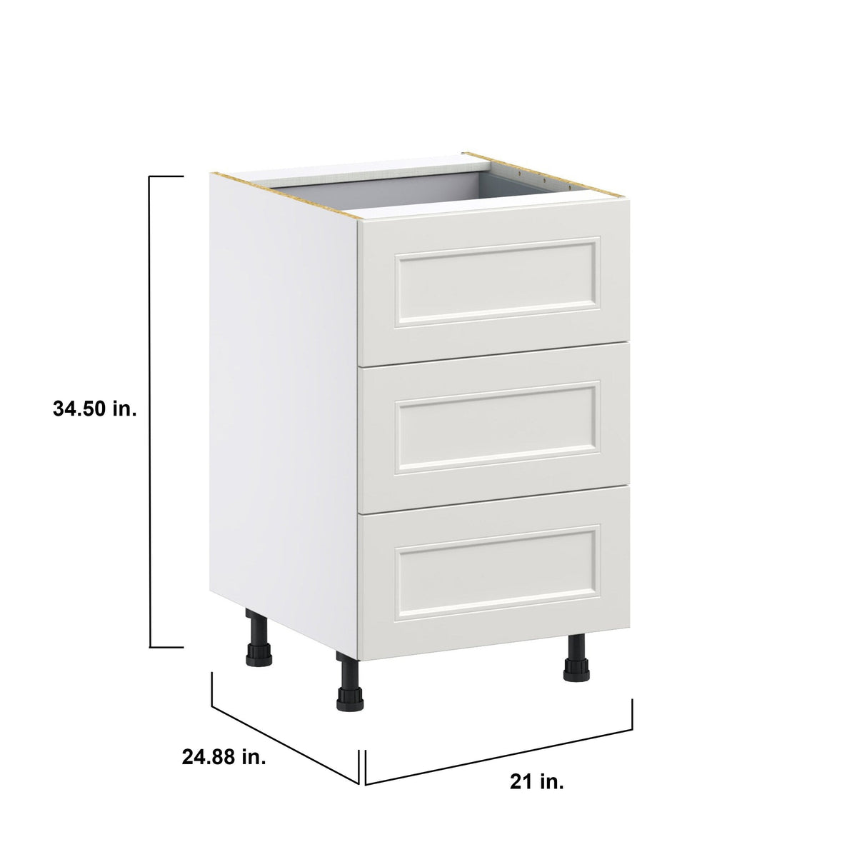 Hugo&Borg Belcourt 21-in W x 34.5-in H x 24-in D Gray Painted 4-Drawer Base Fully Assembled Cabinet (Recessed Panel Style)