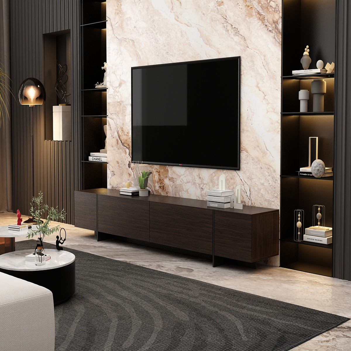 FUFU&GAGA Modern/Contemporary Brown Tv Cabinet (Accommodates TVs more than 70-in)