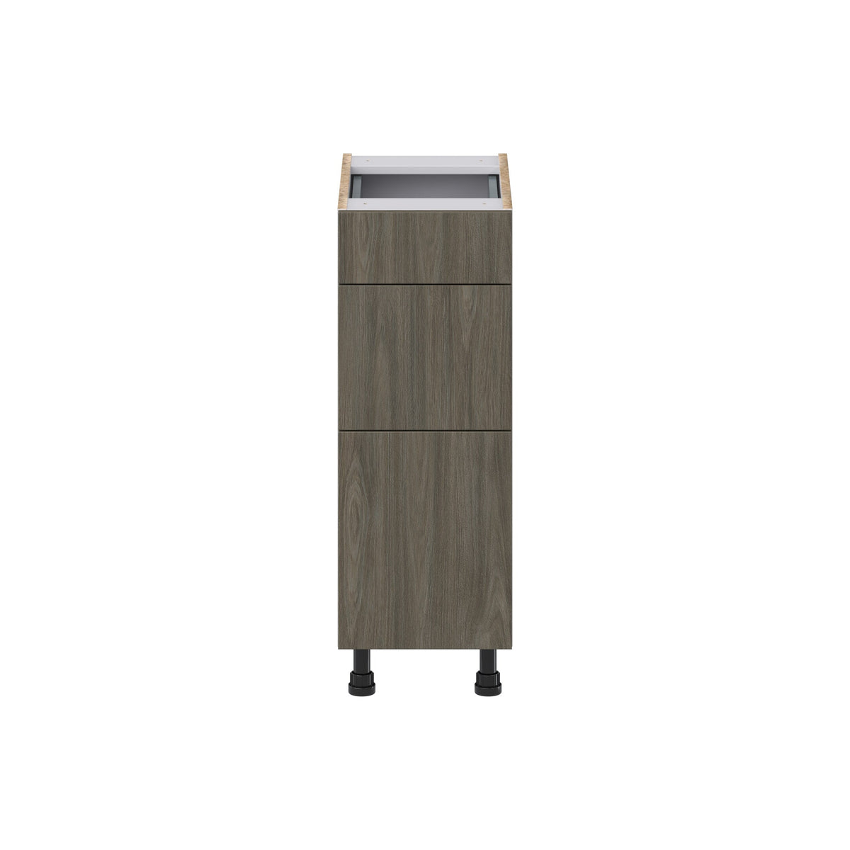 Hugo&Borg Savane 12-in W x 34.5-in H x 21-in D Textmel 3-Drawer Base Fully Assembled Cabinet (Flat Panel Style)