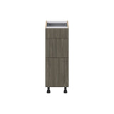 Hugo&Borg Savane 12-in W x 34.5-in H x 21-in D Textmel 3-Drawer Base Fully Assembled Cabinet (Flat Panel Style)