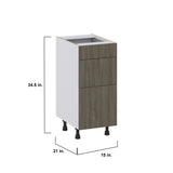 Hugo&Borg Savane 15-in W x 34.5-in H x 21-in D Textmel 3-Drawer Base Fully Assembled Cabinet (Flat Panel Style)