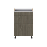 Hugo&Borg Savane 24-in W x 34.5-in H x 21-in D Textmel 3-Drawer Base Fully Assembled Cabinet (Flat Panel Style)