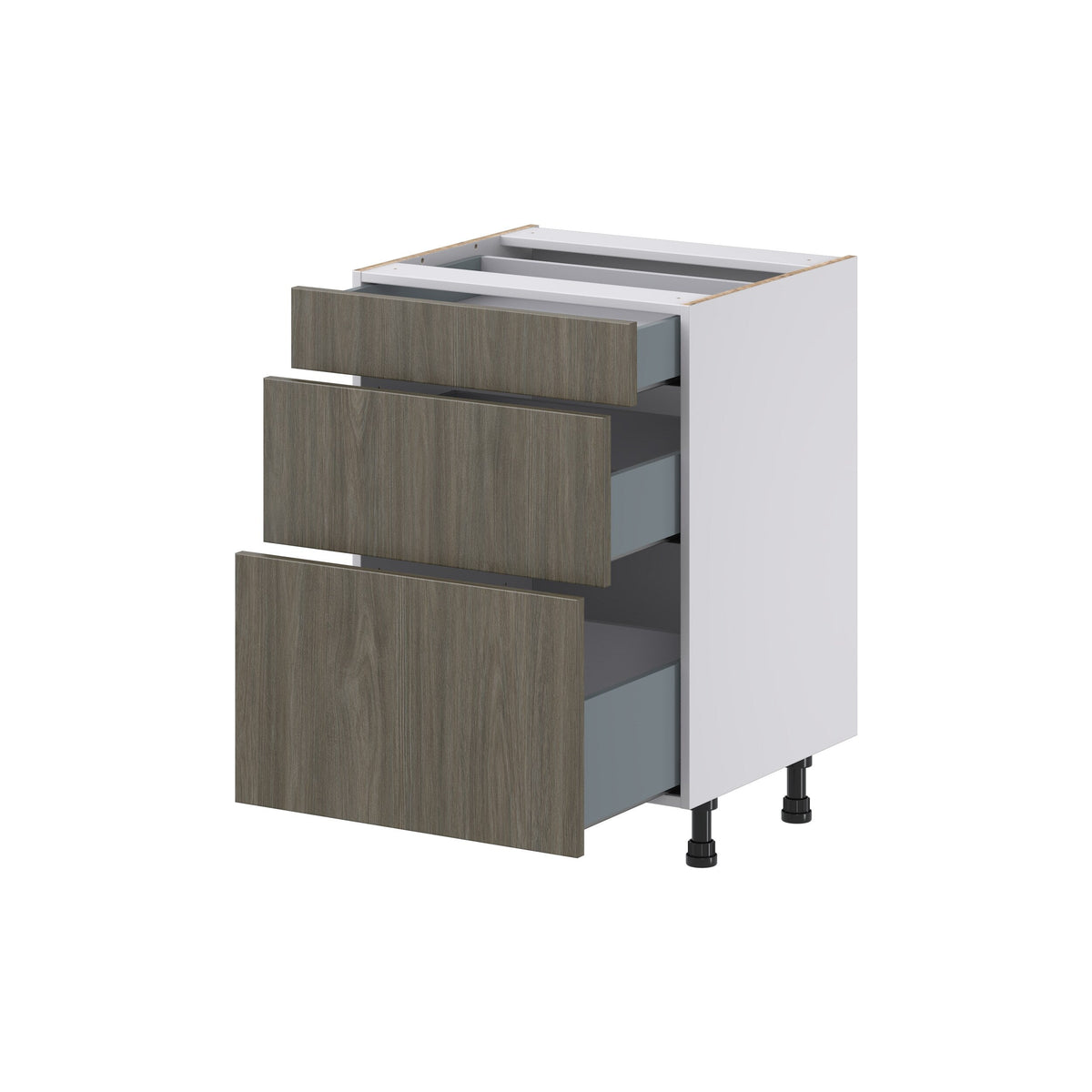 Hugo&Borg Savane 24-in W x 34.5-in H x 21-in D Textmel 3-Drawer Base Fully Assembled Cabinet (Flat Panel Style)