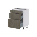 Hugo&Borg Savane 24-in W x 34.5-in H x 21-in D Textmel 3-Drawer Base Fully Assembled Cabinet (Flat Panel Style)