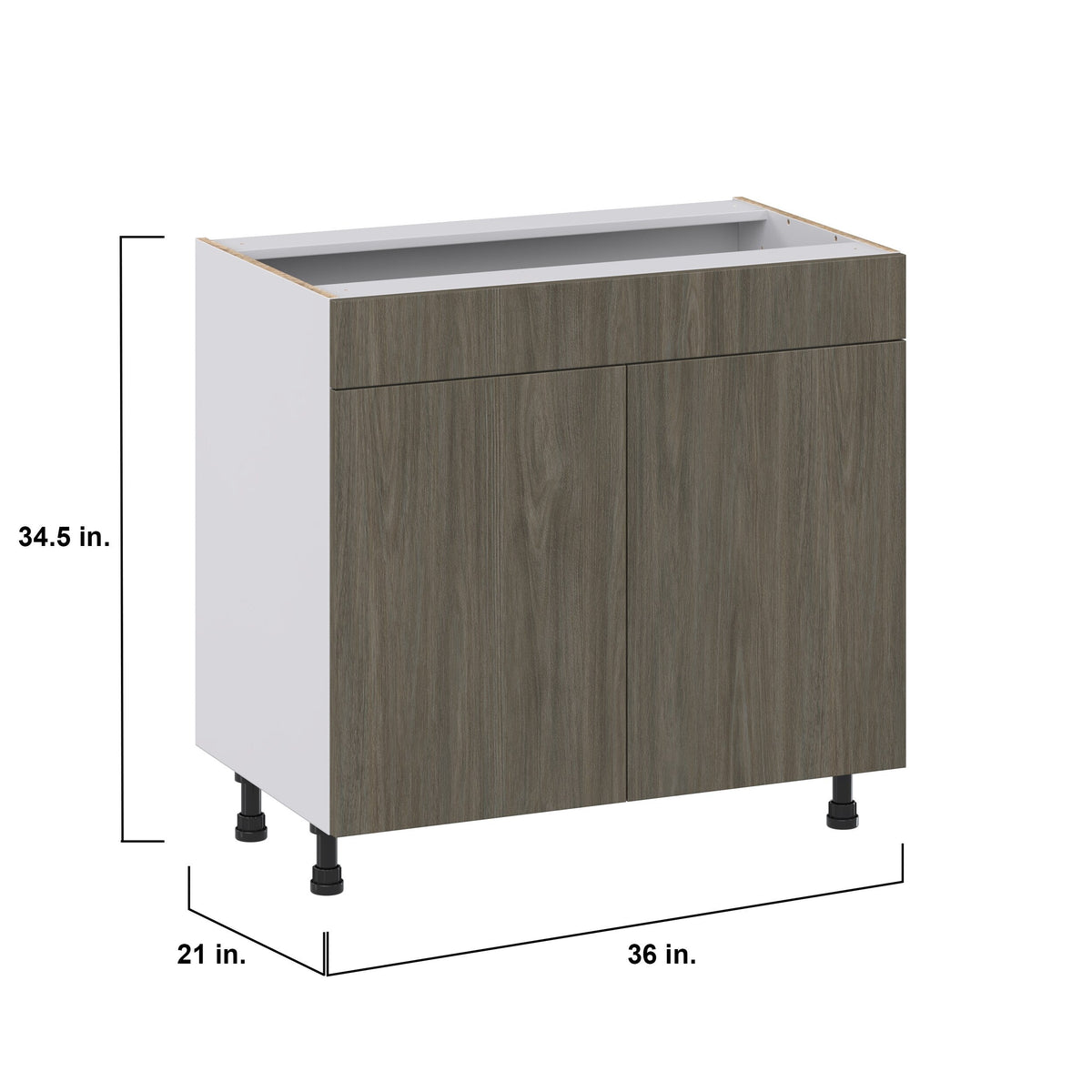 Hugo&Borg Savane 36-in W x 34.5-in H x 21-in D Textmel Sink Base Fully Assembled Cabinet (Flat Panel Slab Style)