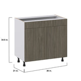 Hugo&Borg Savane 36-in W x 34.5-in H x 21-in D Textmel Sink Base Fully Assembled Cabinet (Flat Panel Slab Style)