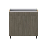 Hugo&Borg Savane 36-in W x 34.5-in H x 21-in D Textmel Sink Base Fully Assembled Cabinet (Flat Panel Slab Style)