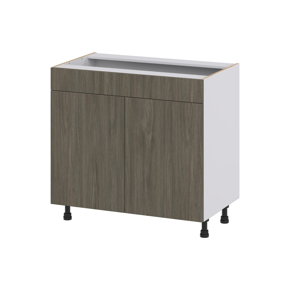 Hugo&Borg Savane 36-in W x 34.5-in H x 21-in D Textmel Sink Base Fully Assembled Cabinet (Flat Panel Slab Style)