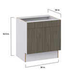Hugo&Borg Savane 30-in W x 32.5-in H x 24-in D Textmel Sink Base Fully Assembled Cabinet (Flat Panel Slab Style)