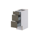 Hugo&Borg Savane 12-in W x 32.5-in H x 25-in D Textmel 3-Drawer Base Fully Assembled Cabinet (Flat Panel Style)