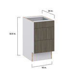 Hugo&Borg Savane 18-in W x 32.5-in H x 25-in D Textmel 3-Drawer Base Fully Assembled Cabinet (Flat Panel Style)