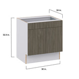 Hugo&Borg Savane 30-in W x 32.5-in H x 25-in D Textmel 1-Drawer Base Fully Assembled Cabinet (Flat Panel Slab Style)